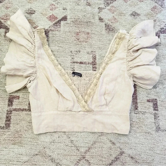 Zara• Ruffle sleeve crop top size small - Picture 12 of 14